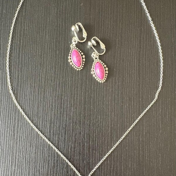 Beautiful Pair Of Tibetan Silver Teardrop Clip-On Earrings – Dangle Style, New