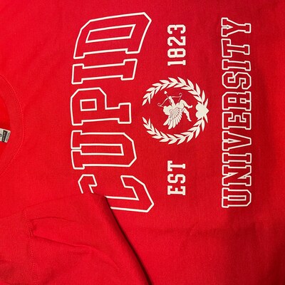 1035) CUPID UNIVERSITY- WHITE- Sweatshirt