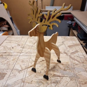 3d Christmas Deer Puzzle Wood Laser Cut Template, Reindeer Cardboard Svg Files , Glowforge Cut ...