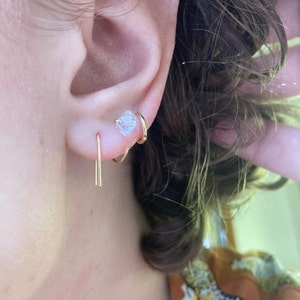 •HUG HOOP• herkimer + silver earrings