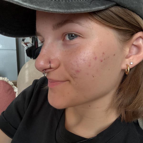 16G 316L Surgical Steel Long Curved Disturbed Chin Lip Ring Labret Horn ...