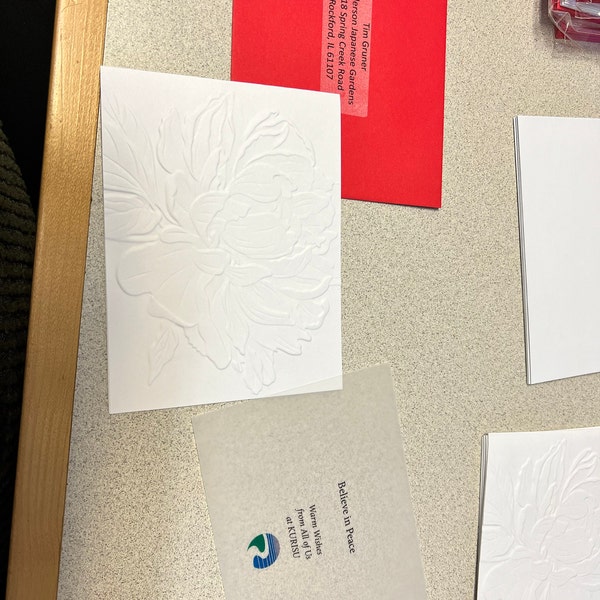 3D Embossed White Peony Flower Note Card Set, Floral Card Set, Blank ...