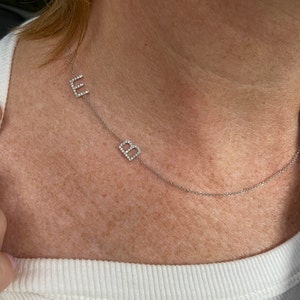 Double Diamond Asymmetrical Initials Necklace - Etsy