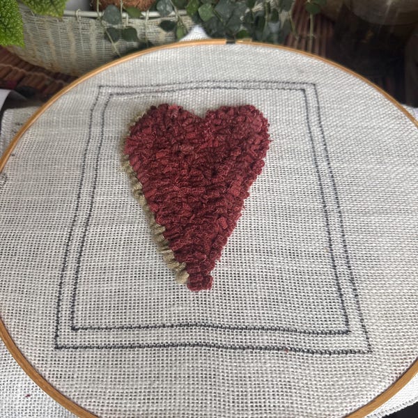 RUG HOOKING KIT - Primitive Folk Art Red Heart on Linen - Etsy