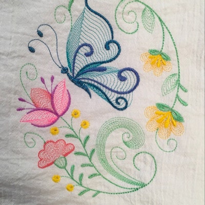 Rippled Butterflies Flowers Machine Embroidery Designs Instant Download ...