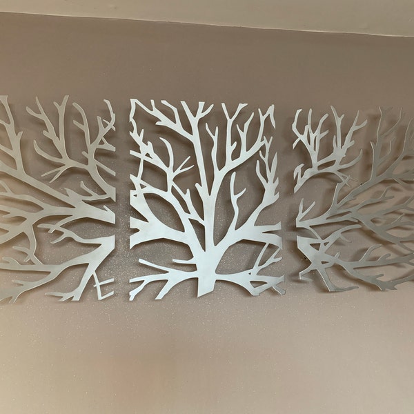 Metal Wall Art Tree of Life Decor 3D Sculpture 3 Piece Tree Brunch ...