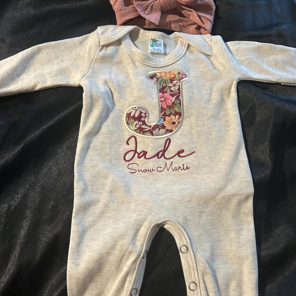 Baby Girl Printed Bow Detail Square Neck Romper main image 0