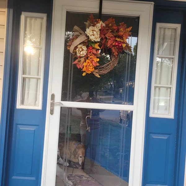 Fall Maple Leaves Wreath, Small Autumn Front Door Wreath, Wreath With ...