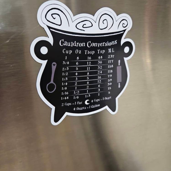 Cauldron Conversion Chart Magnet, Black, Cooking, Measurements, Baking ...