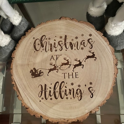 Personalised Family Christmas Tree Log Wood Slice Sign Decoration - Etsy UK