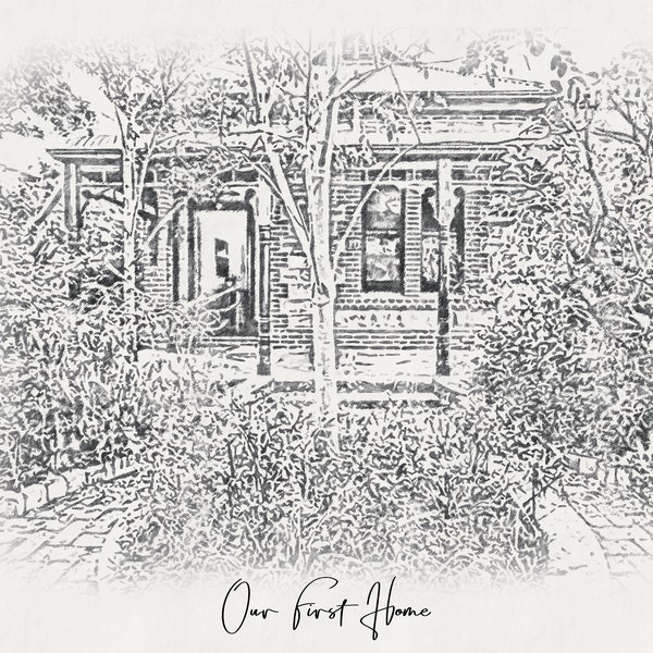 Black & White Sketch House Portrait Custom Home Portrait Housewarming ...