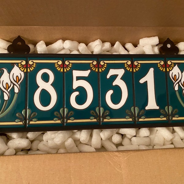 Custom Ceramic Tile House Number Sign: Calla Lily Floral Address Sign ...