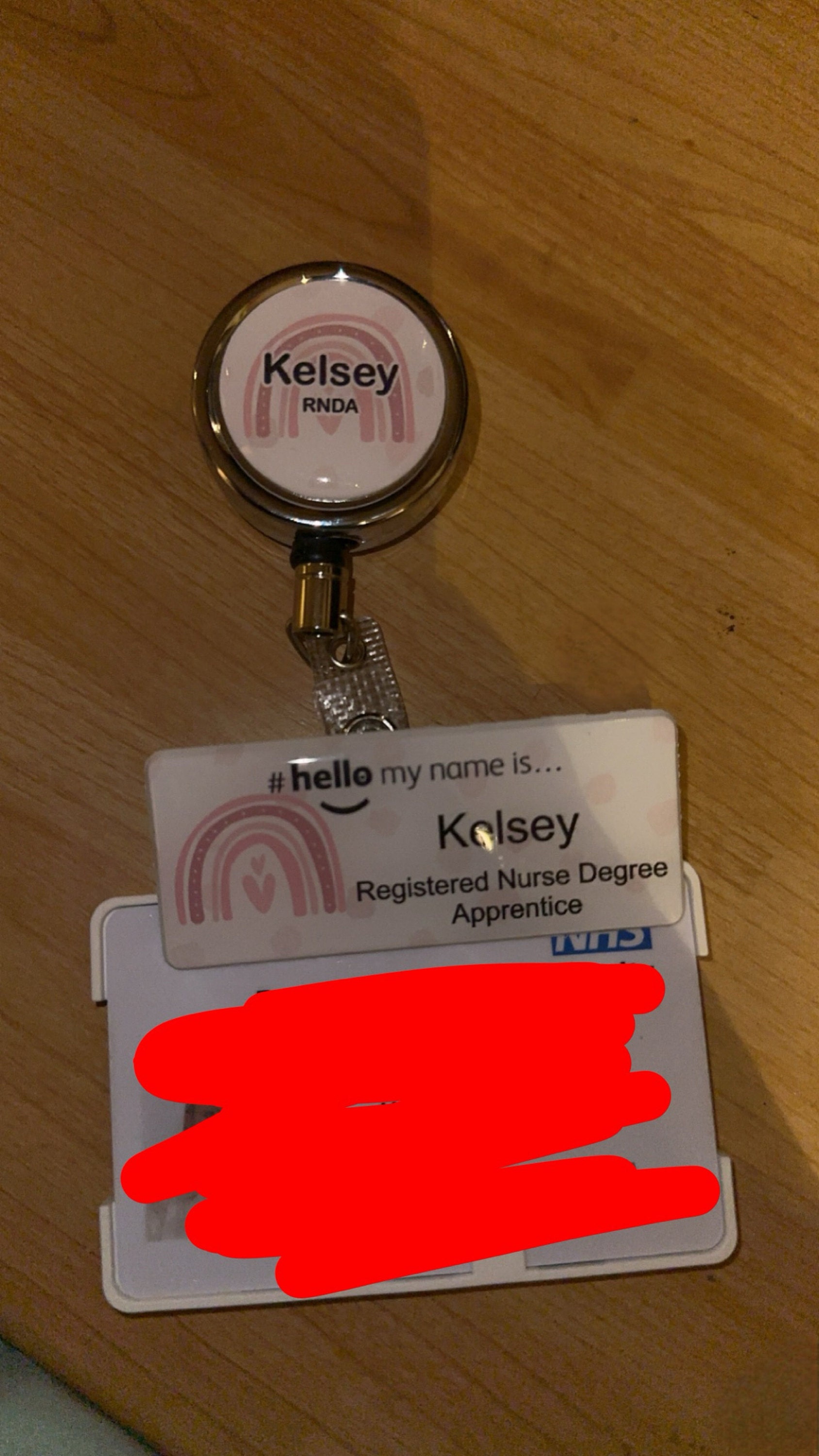 Badge nominatif et bobine d'identification avec finition en résine, personnalisé, arc-en-ciel, étudiant, infirmière, sage-femme, hôpital, crèche, école maternelle, pois