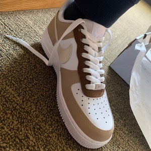 Nike Air Force 1 Womens White Brown Peanut Mocha Custom Multi Size Girls Gs  Men