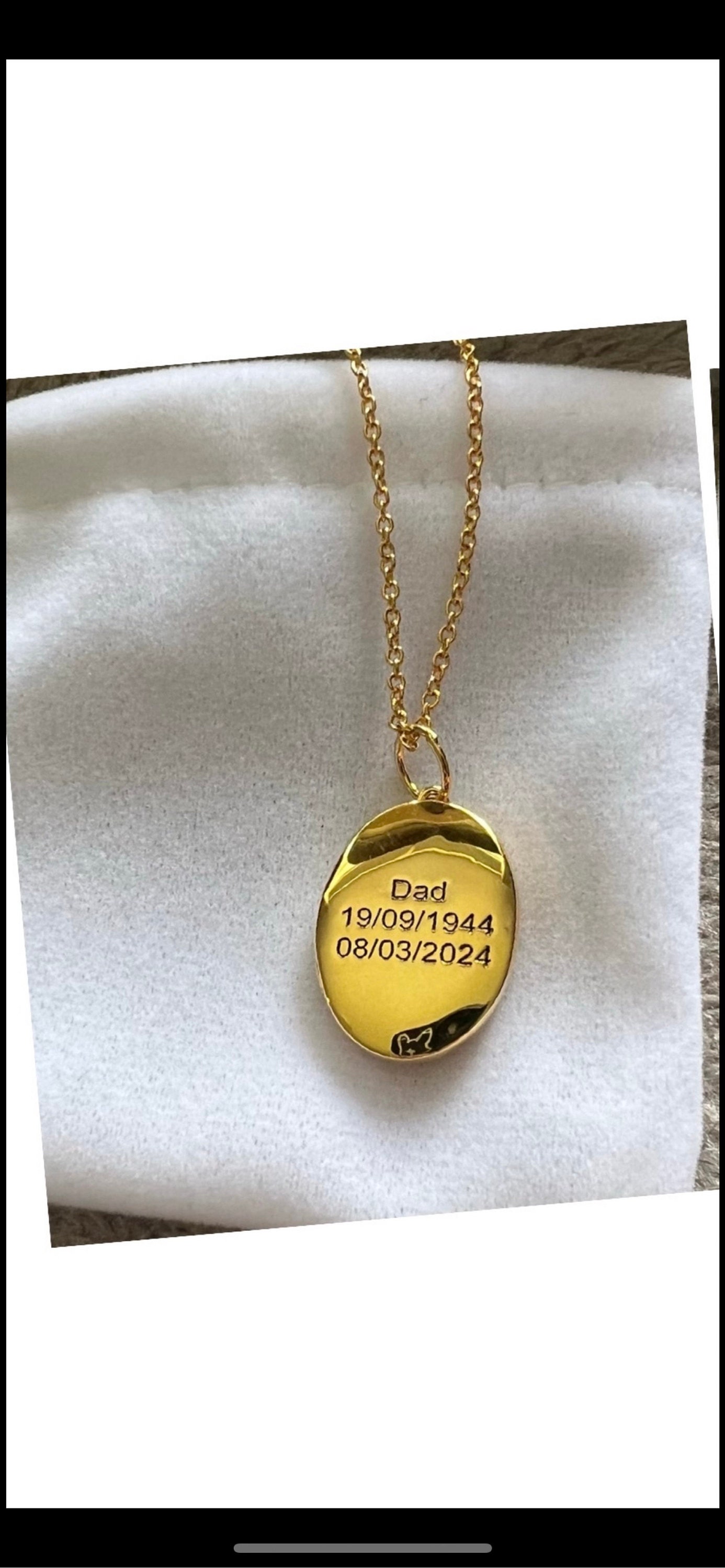 Medaillon-Halskette mit Foto, ovale Halskette mit Gravur, Foto-Halskette in Gold, Gedenkschmuck, Jubiläumsgeschenk, Geschenk für Mama, Muttertagsgeschenk