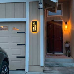 Custom Illuminated LED House Sign Modern , LED House Number, Vertical ...