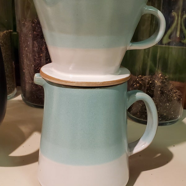 Palatti Mist Porcelain Pour Over Coffee Dripper, Ceramic Pour Over Coffee Maker, Adapt To V60 Styles Cone Filters, Faster Flow Rate, Interchangeable Wall And Base, 1-4 Cups