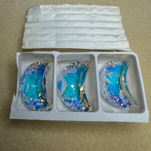 ✧1点物✧ガラスパーツ✧クリスタルガラス✧MoonLight✧ガラスストーン✧ Swarovski Crystal Clear AB 30mm Moon 6722 Pendant; Large