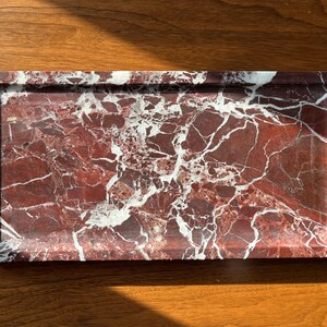 Rosso Levanto large red marble tray coffee table console table tray, kitchen serving Tray ,food tray, home decor, gift for her, diam 9.5 in