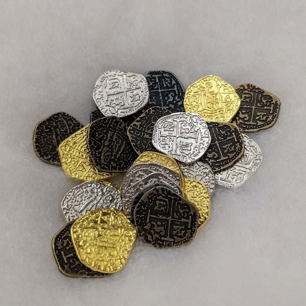 Metal Pirate Coins - 30 Gold and Silver Spanish Doubloon Replicas ...