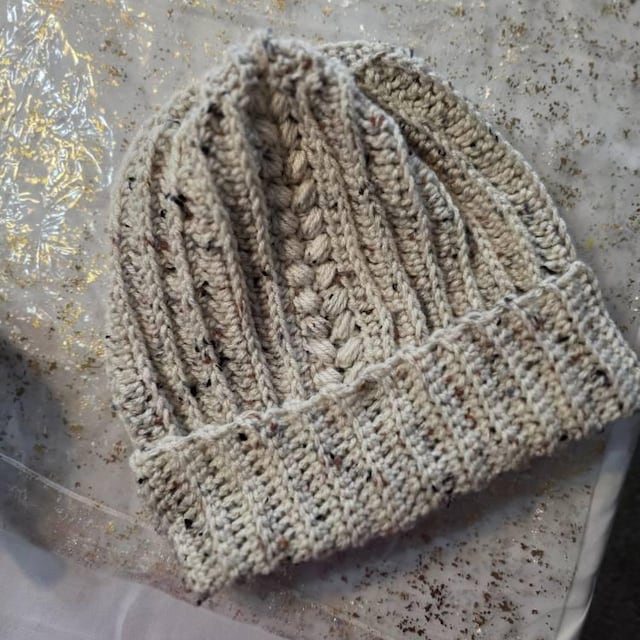 A customer's finished Autumn Wheat Hat Beanie Crochet Pattern