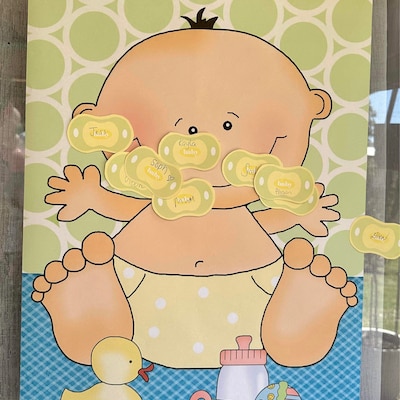Pin the Dummy on the Baby, Pin the Pacifier on the Baby, Printable Baby ...