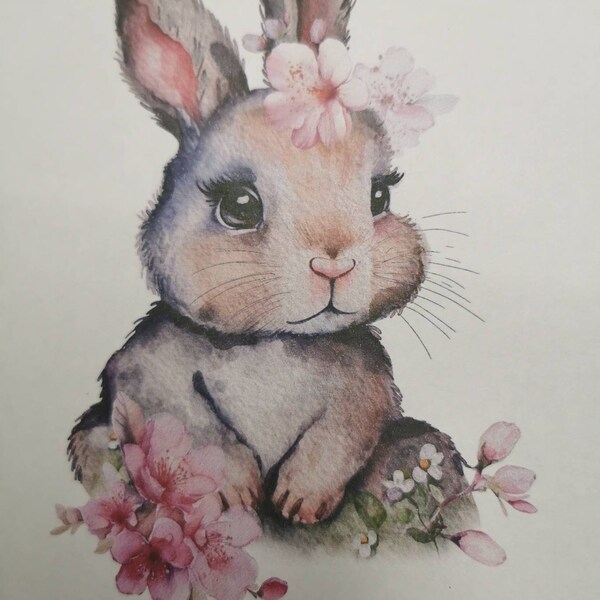 Watercolor Bunnies Clipart - Nursery Spring Clipart - Children - Cherry ...
