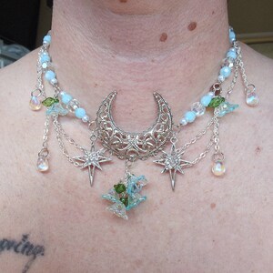 Crescent Moon Choker Necklace, Whimsical Fancy Choker, Y2K