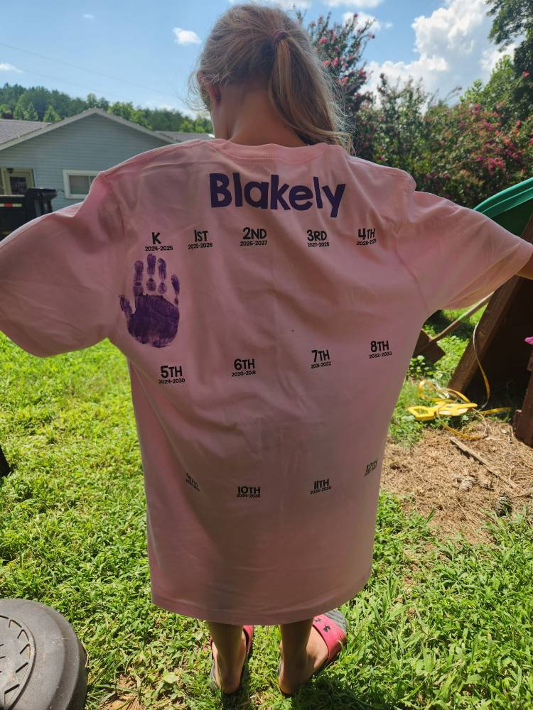 Customizable Hand Print Graduation Tee, Add Handprint Every Year, Preschool Shirt, Back To School Shirt, Class Of 2034 Personalized Shirt