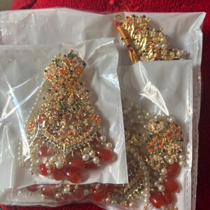 Designer Bridal Mehndi Jewellery Set - Indian Pakistani Earrings, Tikka, Bracelet, Anklets