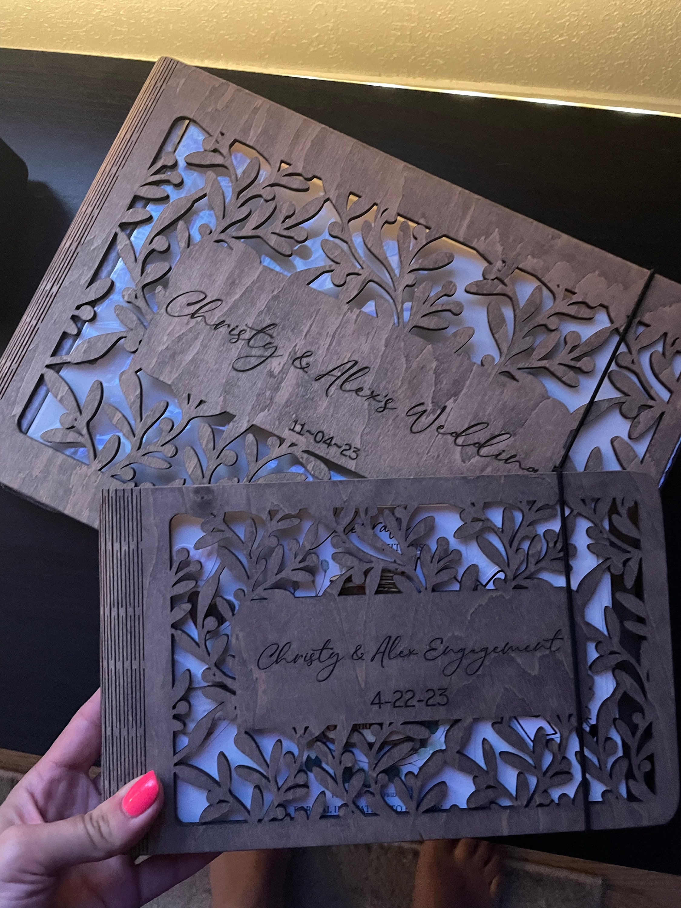 Personalized Gift, Wooden Photo Album Engraved, Scrapbook Album for Her, Custom Family Photo Album Honeymoon, Christmas Gift for Couple