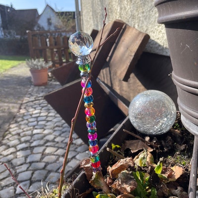 Sonnenfänger Gartenkugel Orange – Ø 15 Cm Mit 40 Cm Stab, Fluoreszierend Für Garten, Balkon, Terrasse