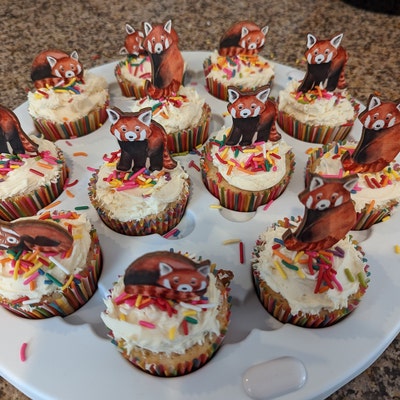 Red Panda Wooden Cupcake Toppers Set of 8 Painted Wood - Etsy