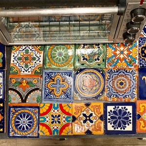 100 Pieces Mexican Talavera Tiles Handmade Green Mixed Designs - Etsy