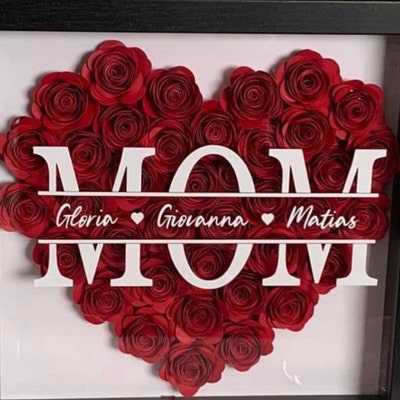 Mom Shadowbox With Flowers/personalized Shadowbox W Names/mother's Day ...