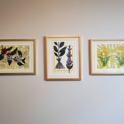 Roses Original Linocut Print Fine Art Small Linoleum Relief Block Print ...