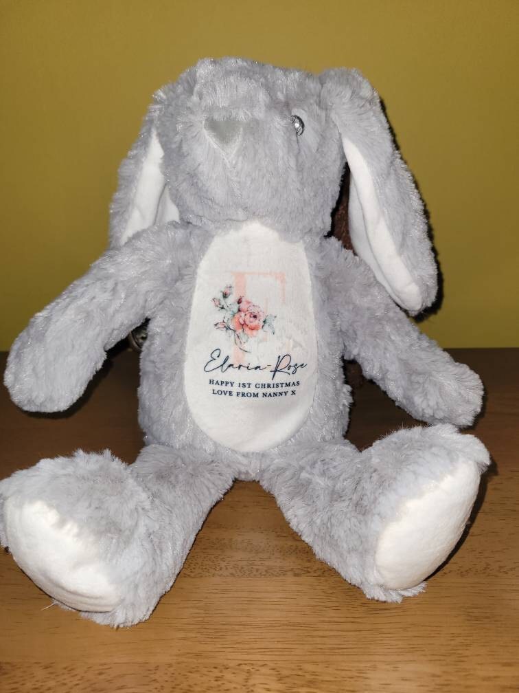 Personalised Bunny Rabbit, New Baby Gift, Personalised Plush Soft Toy, Your Name Teddy, Cuddly Toy, Girls and Boys Teddy Baby Shower Gift