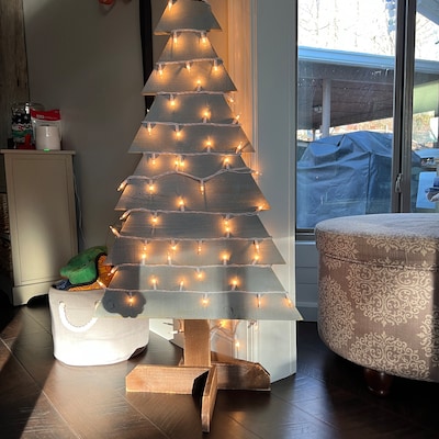 Wood Christmas Tree, Farmhouse Christmas Tree, Lights, Holiday Decor ...