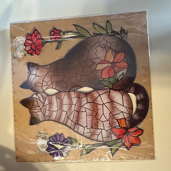 Personalized Cat Window Hanging, Acrylic Poppy Flowers Wall Window Hanging Art Decoration, Cat ...