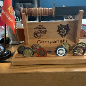 Personalized Marine Corps Ka Bar Knife Stand With Challenge Coin ...