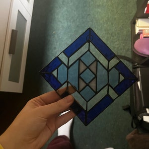 Beginner Square Stained Glass Geometric Pattern, Modern Stained Glass ...
