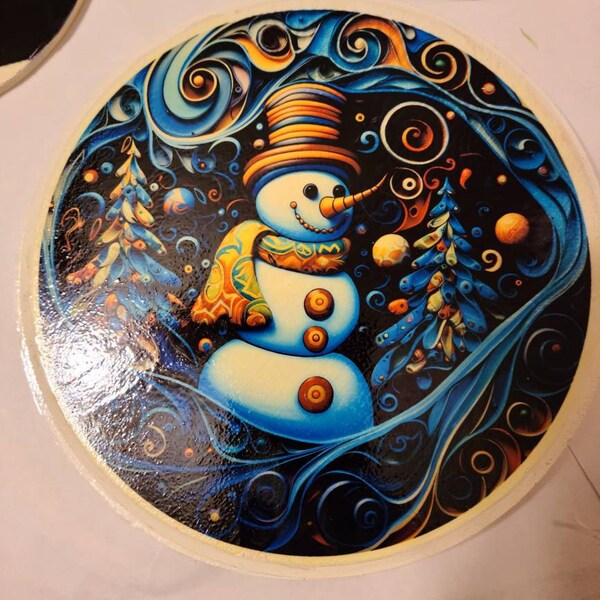 Cute Snowman Sublimation Round Door Hanger Design PNG, Sublimation ...