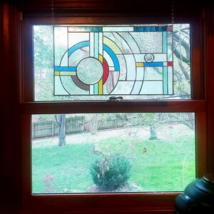 Stained Glass Abstract Panel Beveled Tiffany Style Window