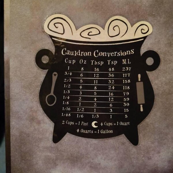 Cauldron Conversion Chart Decal, Waterproof, Transparent, Witch ...