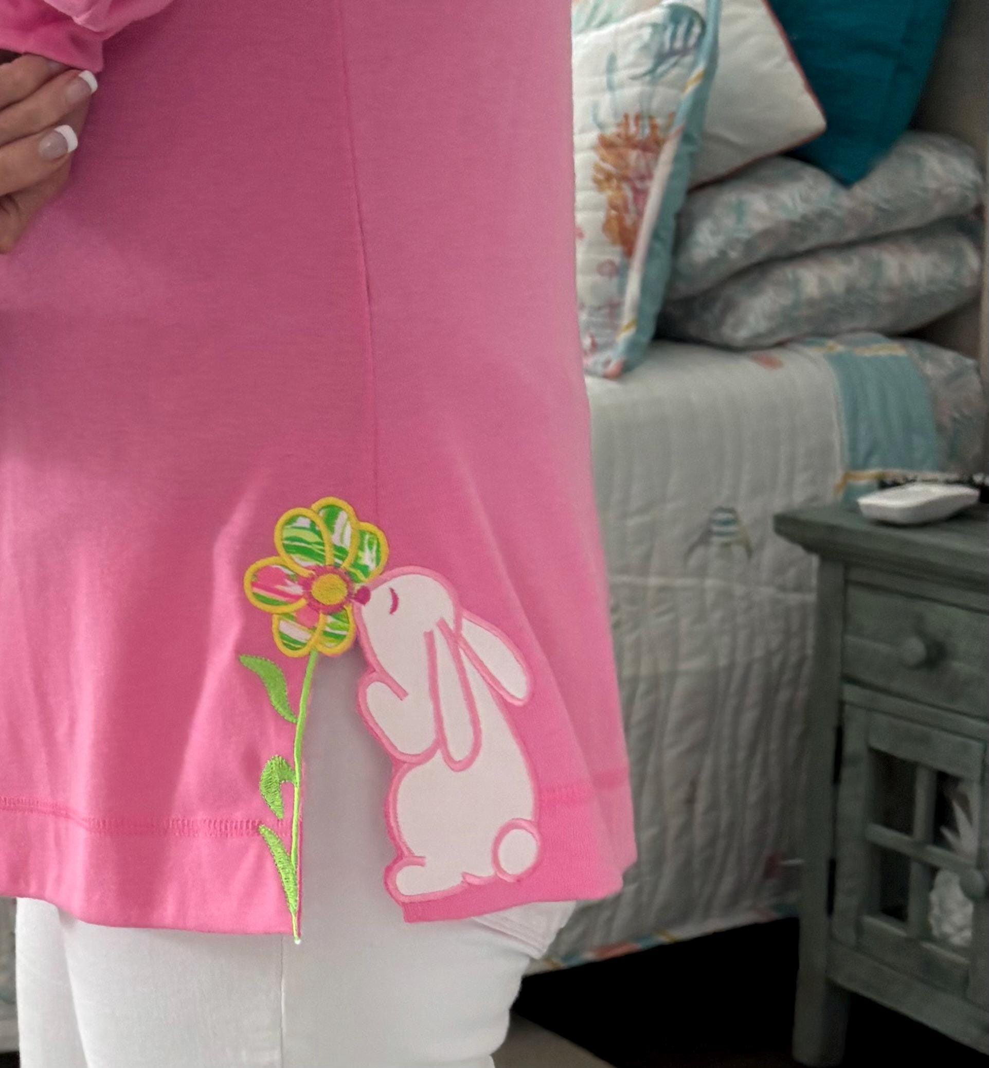 Customer project using Little Easter Bunny with Flower embroidery design