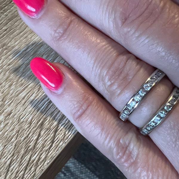 Moissanite Wedding Band / 14k Gold Half Eternity Channel Set Diamond ...