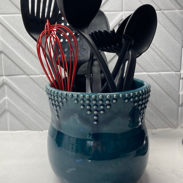 X-Large Plastic Utensil Holder, Turquoise