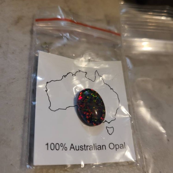 Natural Australian Black Triplet Opal - 14x10x4mm, Polished Stone For Jewelry Making