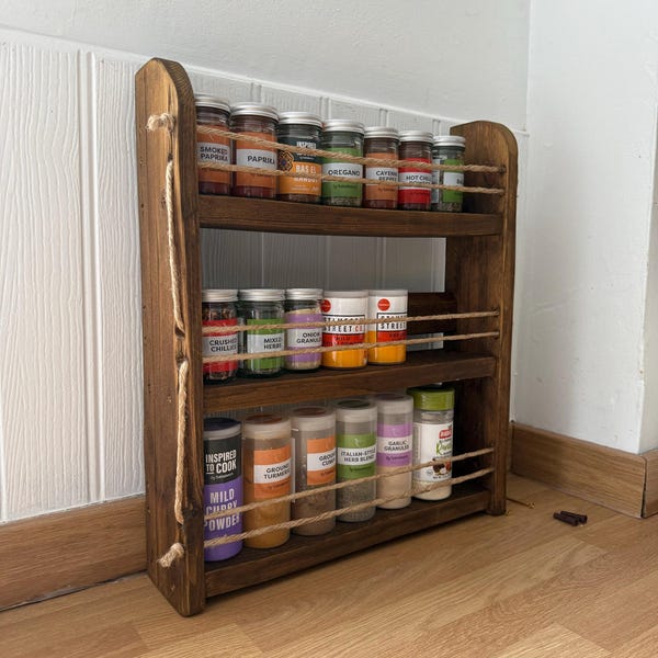 Rustic Reclaimed Wood Spice Rack: Wall Mounted Kitchen Storage - Etsy ...