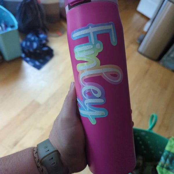 Custom Waterproof Vinyl Name Stickers | Name Decal for Water Bottle ...